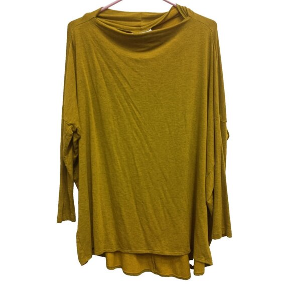Bryn Walker Womens Lagenlook Tunic Top XS Mustard Yellow Long Sleeve Oversized - Picture 1 of 9